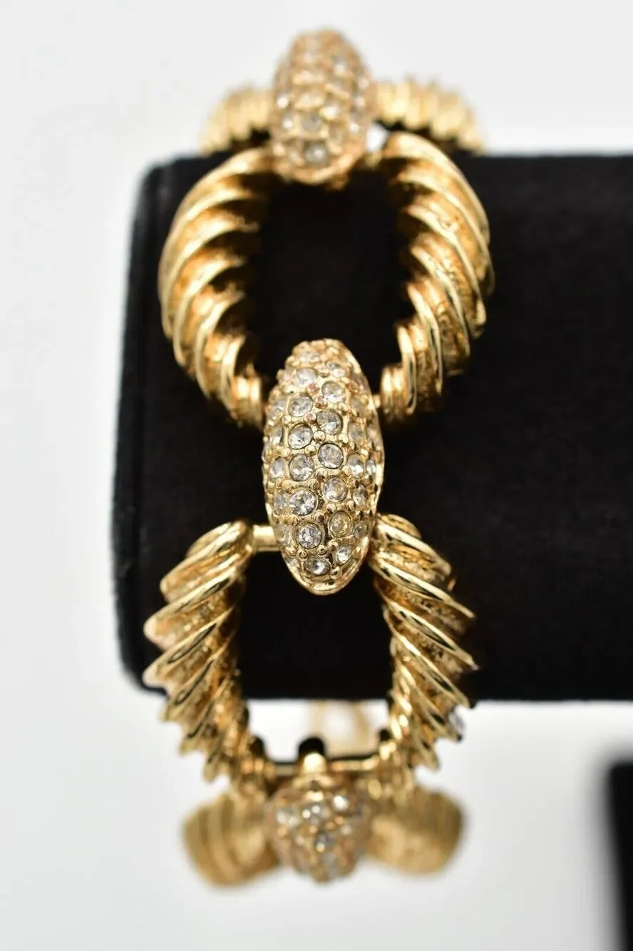 Banana Republic Chain Bracelet Crystal Linked Chunky Gold Tone Signed Y2K Bin4
